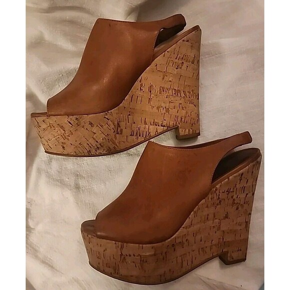 Elizabeth and James Open Toe Sling Back Cork Wrap Platform Wedge Sandals Sz 9.5B - Picture 3 of 11
